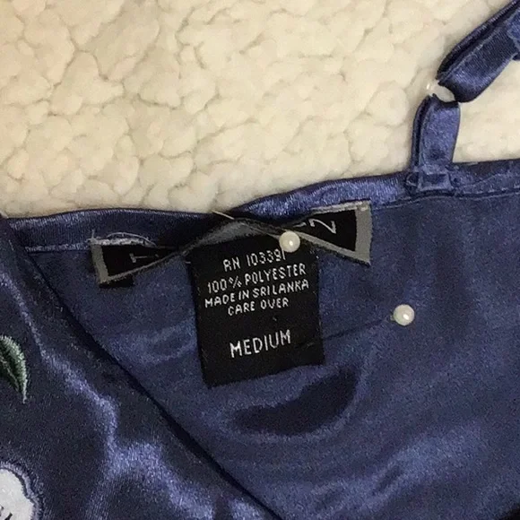 HALSTON BLUE EMBROIDERED MAXI SLIP DRESS M - Picture 6 of 11